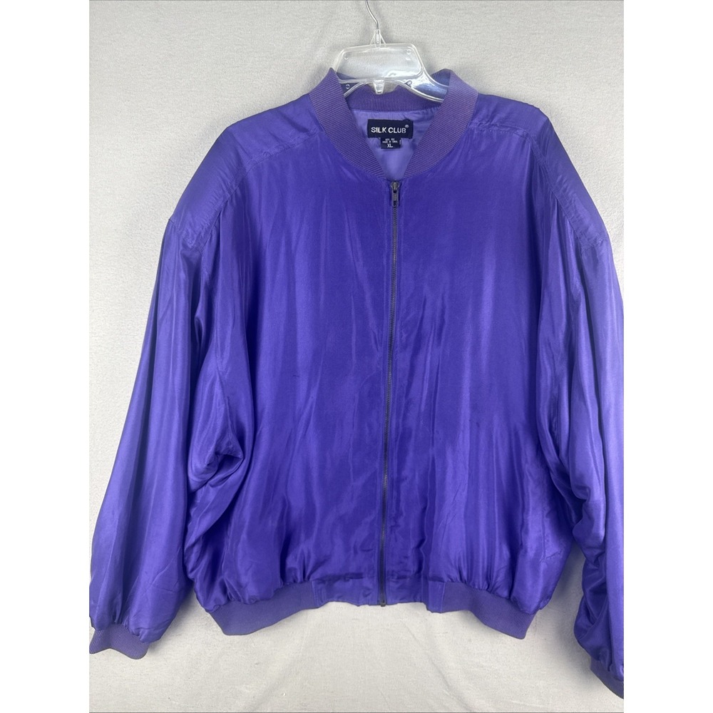 Vintage Silk Club Ladies Purple Jacket 1990s Extra Large XL, Shoulder Pads!